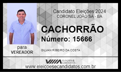 Candidato CACHORRÃO 2024 - CORONEL JOÃO SÁ - Eleições