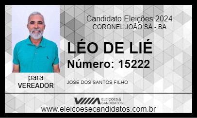 Candidato LÉO DE LIÉ 2024 - CORONEL JOÃO SÁ - Eleições