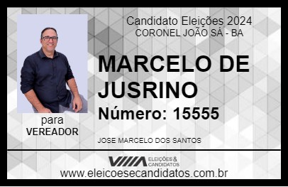 Candidato MARCELO DE JUSTINO 2024 - CORONEL JOÃO SÁ - Eleições