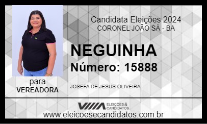 Candidato NEGUINHA 2024 - CORONEL JOÃO SÁ - Eleições