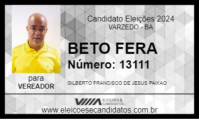 Candidato BETO FERA 2024 - VARZEDO - Eleições