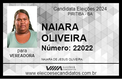 Candidato NAIARA OLIVEIRA 2024 - PIRITIBA - Eleições