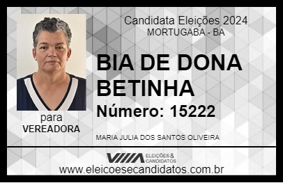 Candidato BIA DE DONA BETINHA 2024 - MORTUGABA - Eleições