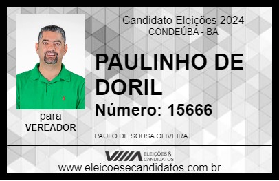 Candidato PAULINHO DE DORIL 2024 - CONDEÚBA - Eleições