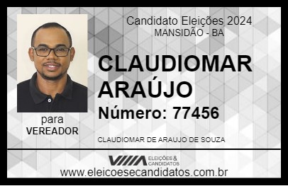 Candidato CLAUDIOMAR ARAÚJO 2024 - MANSIDÃO - Eleições