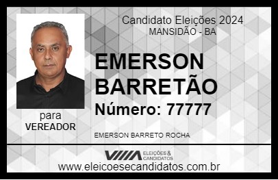 Candidato EMERSON BARRETÃO 2024 - MANSIDÃO - Eleições