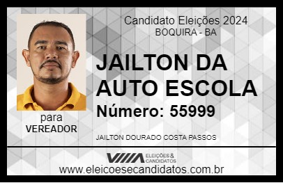 Candidato JAILTON DA AUTO ESCOLA 2024 - BOQUIRA - Eleições