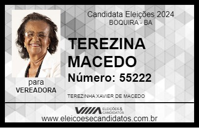 Candidato TEREZINA MACEDO 2024 - BOQUIRA - Eleições