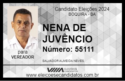 Candidato NENA DE JUVÊNCIO 2024 - BOQUIRA - Eleições