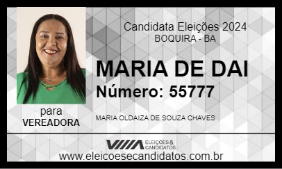 Candidato MARIA DE DAI 2024 - BOQUIRA - Eleições