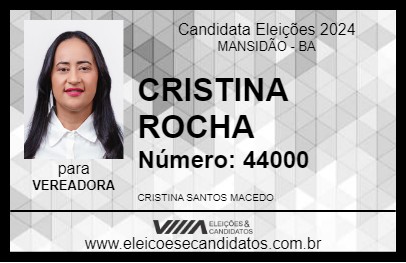 Candidato CRISTINA ROCHA 2024 - MANSIDÃO - Eleições