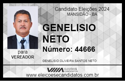 Candidato GENELISIO NETO 2024 - MANSIDÃO - Eleições