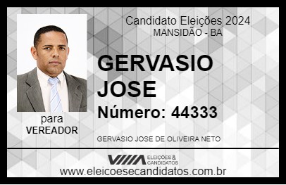 Candidato GERVASIO JOSE 2024 - MANSIDÃO - Eleições