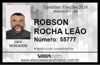 Candidato ROBSON ROCHA LEÃO 2024 - MANSIDÃO - Eleições