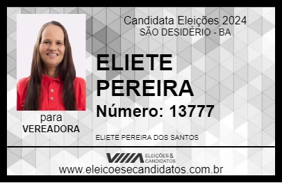 Candidato ELIETE PEREIRA 2024 - SÃO DESIDÉRIO - Eleições