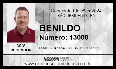 Candidato BENILDO 2024 - SÃO DESIDÉRIO - Eleições