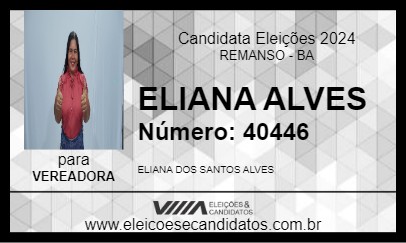 Candidato ELIANA ALVES 2024 - REMANSO - Eleições