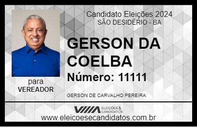 Candidato GERSON DA COELBA 2024 - SÃO DESIDÉRIO - Eleições