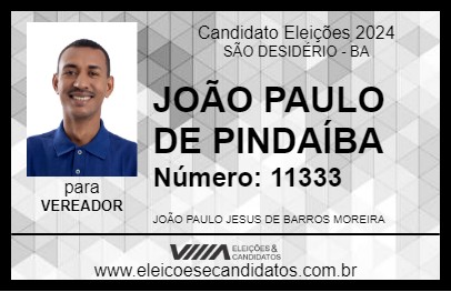 Candidato JOÃO PAULO DE PINDAÍBA 2024 - SÃO DESIDÉRIO - Eleições