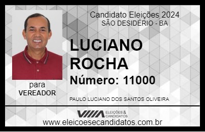 Candidato LUCIANO ROCHA 2024 - SÃO DESIDÉRIO - Eleições