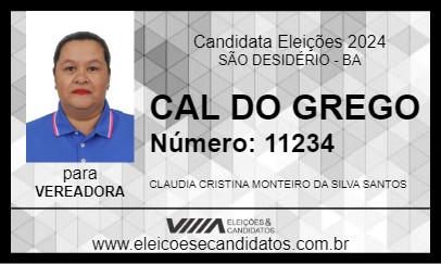 Candidato CAL DO GREGO 2024 - SÃO DESIDÉRIO - Eleições