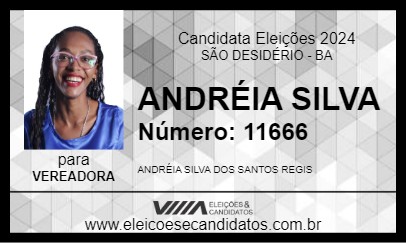 Candidato ANDRÉIA SILVA 2024 - SÃO DESIDÉRIO - Eleições