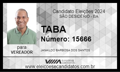 Candidato TABA 2024 - SÃO DESIDÉRIO - Eleições