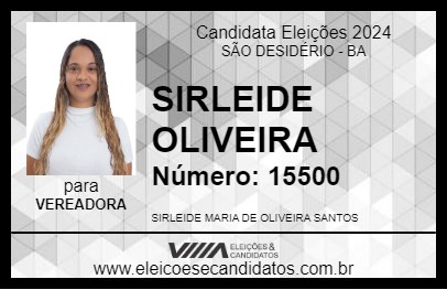 Candidato SIRLEIDE OLIVEIRA 2024 - SÃO DESIDÉRIO - Eleições