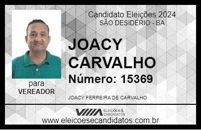 Candidato JOACY CARVALHO 2024 - SÃO DESIDÉRIO - Eleições