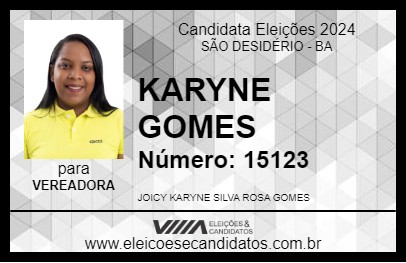 Candidato KARYNE GOMES 2024 - SÃO DESIDÉRIO - Eleições