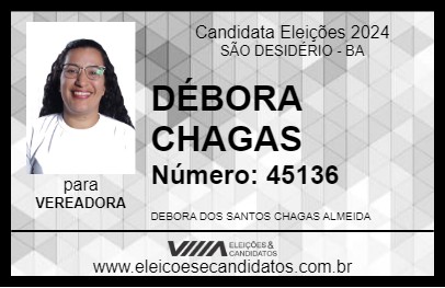 Candidato DÉBORA CHAGAS 2024 - SÃO DESIDÉRIO - Eleições