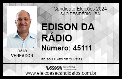 Candidato EDISON DA RÁDIO 2024 - SÃO DESIDÉRIO - Eleições