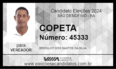 Candidato COPETA 2024 - SÃO DESIDÉRIO - Eleições