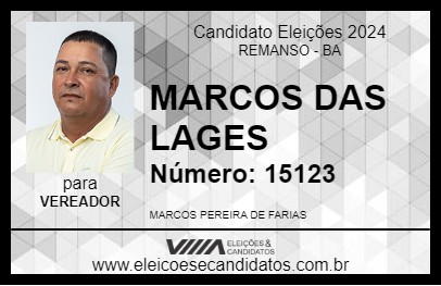 Candidato MARCOS DAS LAGES 2024 - REMANSO - Eleições