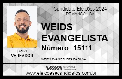 Candidato WEIDS EVANGELISTA 2024 - REMANSO - Eleições