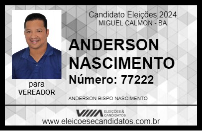 Candidato ANDERSON NASCIMENTO 2024 - MIGUEL CALMON - Eleições