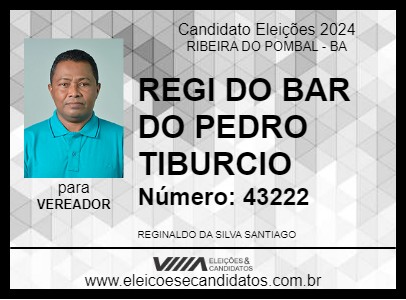 Candidato REGI DO BAR DO PEDRO TIBURCIO 2024 - RIBEIRA DO POMBAL - Eleições