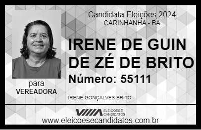 Candidato IRENE DE GUIN DE ZÉ DE BRITO 2024 - CARINHANHA - Eleições