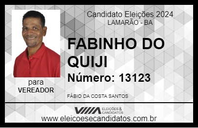 Candidato FABINHO DO QUINJI 2024 - LAMARÃO - Eleições