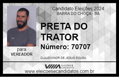 Candidato PRETA DO TRATOR 2024 - BARRA DO CHOÇA - Eleições