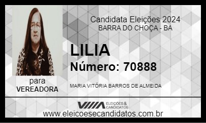 Candidato LILIA 2024 - BARRA DO CHOÇA - Eleições