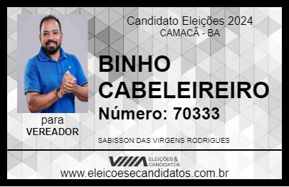 Candidato BINHO CABELEIREIRO 2024 - CAMACÃ - Eleições