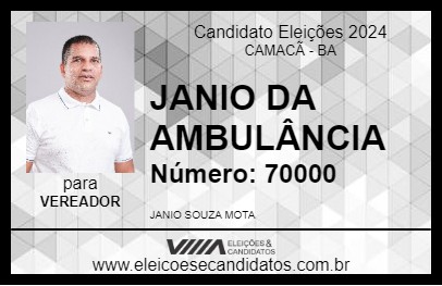 Candidato JANIO DA AMBULÂNCIA 2024 - CAMACÃ - Eleições