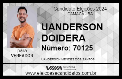 Candidato UANDERSON DOIDERA 2024 - CAMACÃ - Eleições