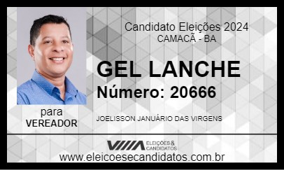 Candidato GEL LANCHE 2024 - CAMACÃ - Eleições