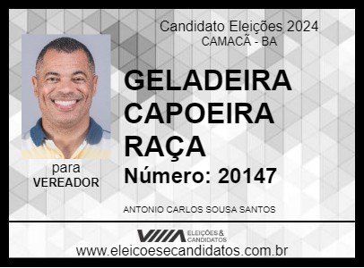 Candidato GELADEIRA CAPOEIRA RAÇA 2024 - CAMACÃ - Eleições