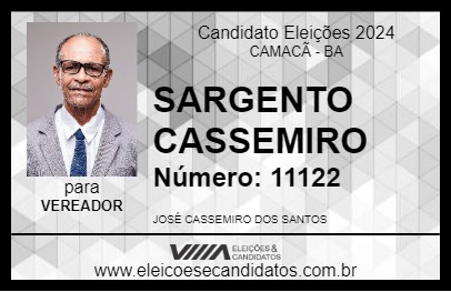 Candidato SARGENTO CASSEMIRO 2024 - CAMACÃ - Eleições