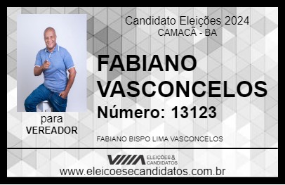 Candidato FABIANO VASCONCELOS 2024 - CAMACÃ - Eleições