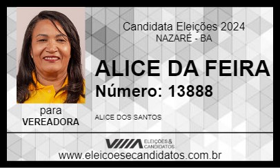 Candidato ALICE DA FEIRA 2024 - NAZARÉ - Eleições