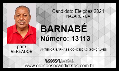 Candidato BARNABÉ 2024 - NAZARÉ - Eleições